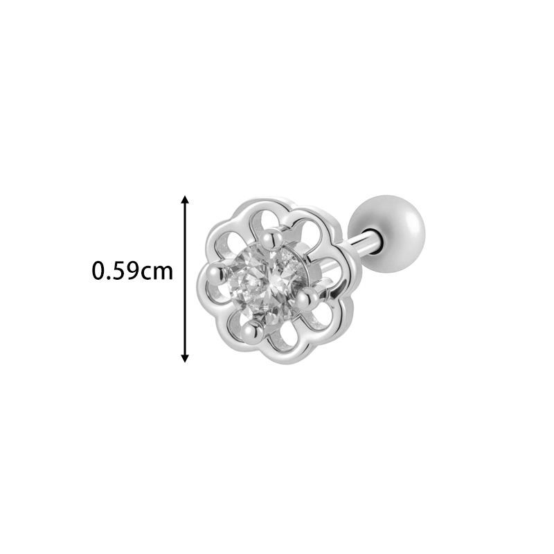 Boucle D'Oreille Piercing Fleur Cuivre Or Zircon 1 Pièce h5Image2