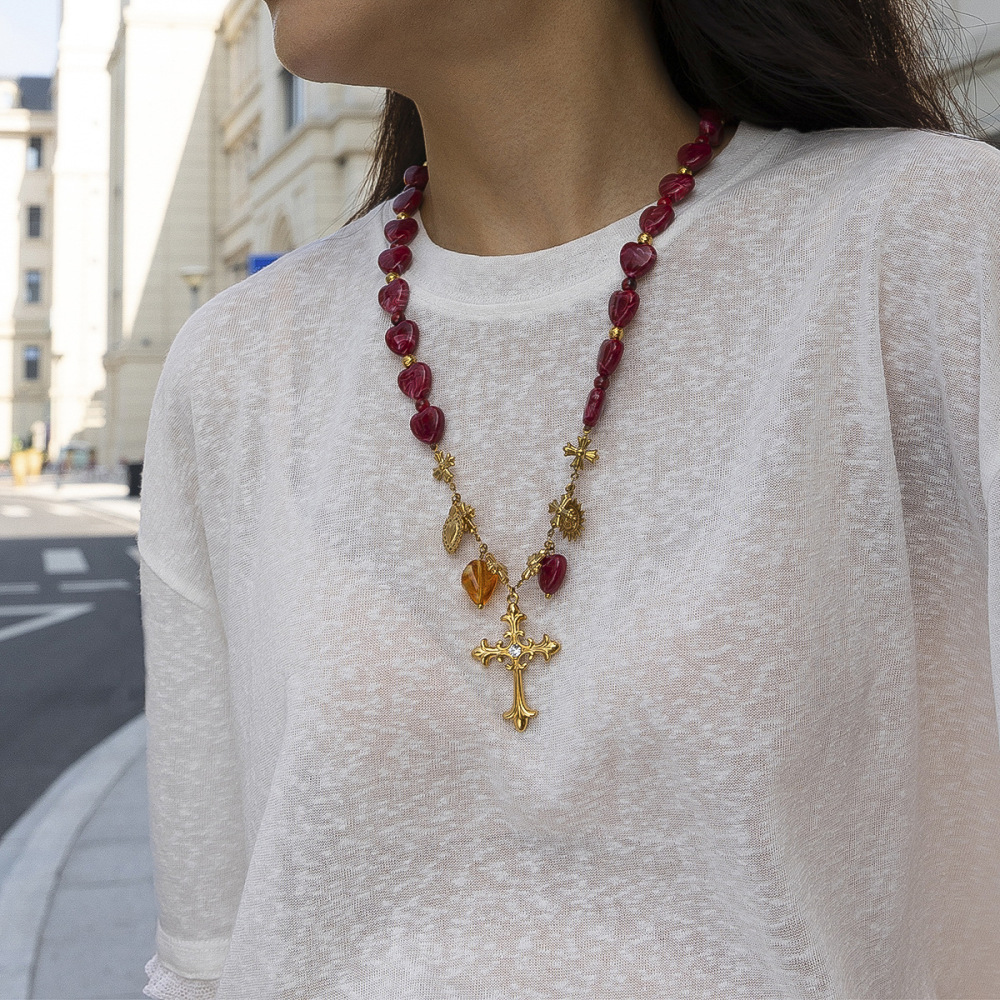 Collier De Perles En Acrylique En Forme De Cœur, 1 Pièce Image3