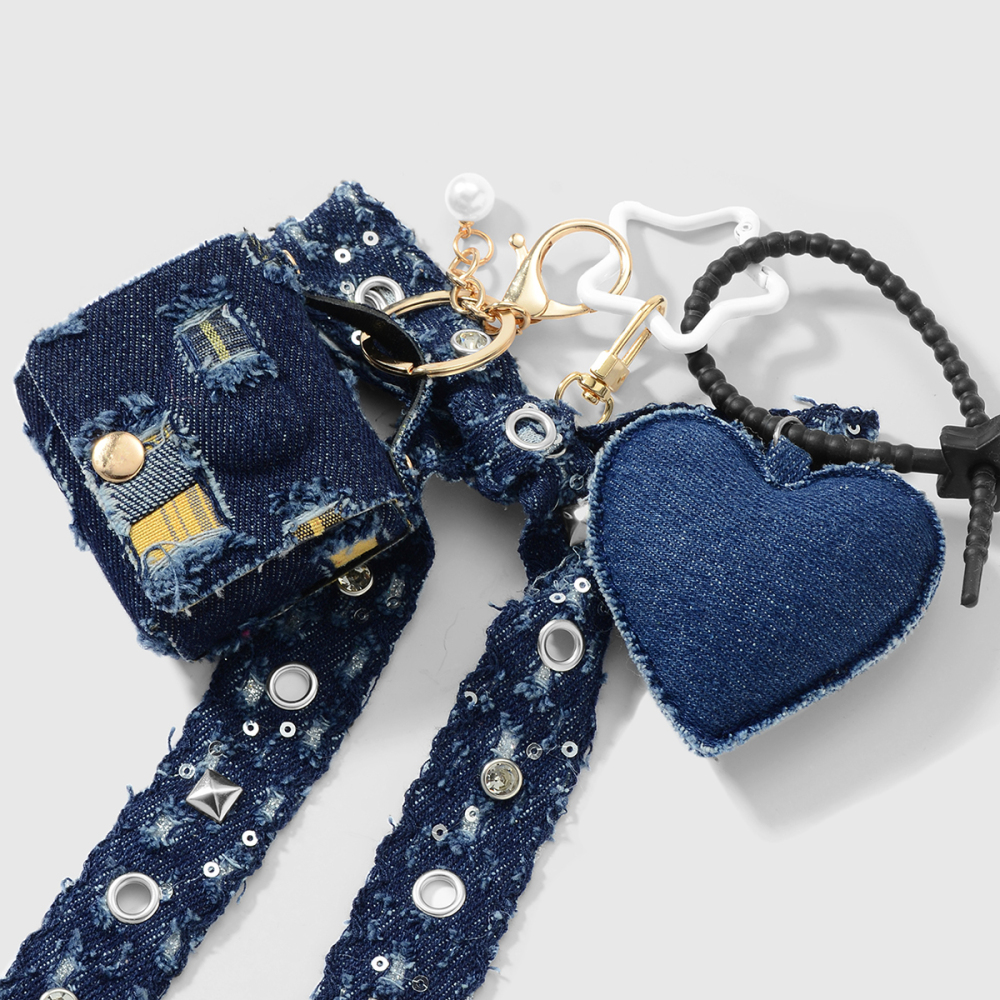 1 Pièce De Breloque De Sac En Jean Avec Nœud En Forme De Cœur Image4
