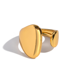 Bague Minimaliste En Acier Inoxydable Doré, De Forme Irrégulière Et Étanche (1 Pièce). h5 Image6