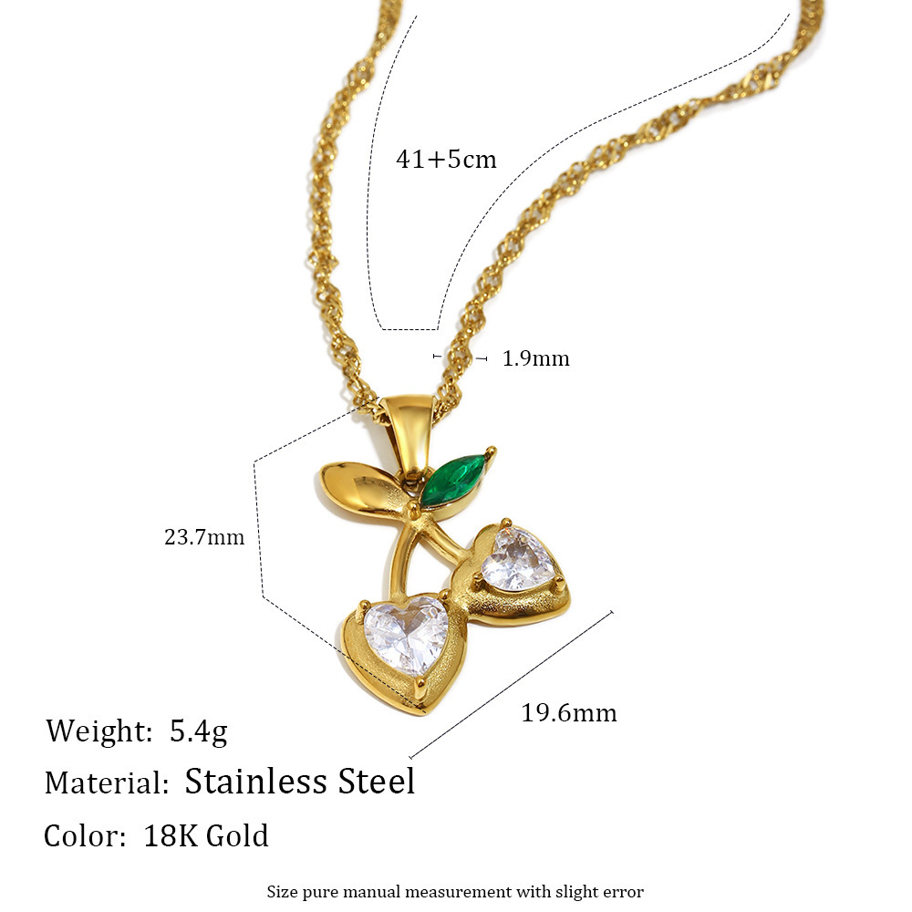 Ensemble De Bijoux De Luxe Pour Femme, En Acier Inoxydable Imperméable, Orné D'Un Zircon Cerise Et D'Un Bijou Décontracté. Image4