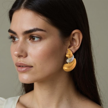 Boucles d'oreilles puces pour femme, en acier inoxydable, couleur or et argent, étanches (1 pièce). 2