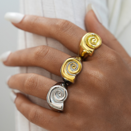 Bague chevalière femme simple, rétro, motif animal, en acier inoxydable étanche, couleur or (1 pièce)