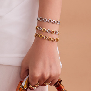 Ensembles De Bijoux Pour Femmes Classic Circle En Acier Inoxydable Étanche, Couleur Or, Avec Zircon. h5 Image2