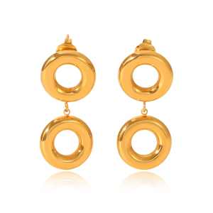 1 Paire De Boucles D'Oreilles Pendantes Rondes En Acier Inoxydable De Couleurs Assorties, Étanches. h5 