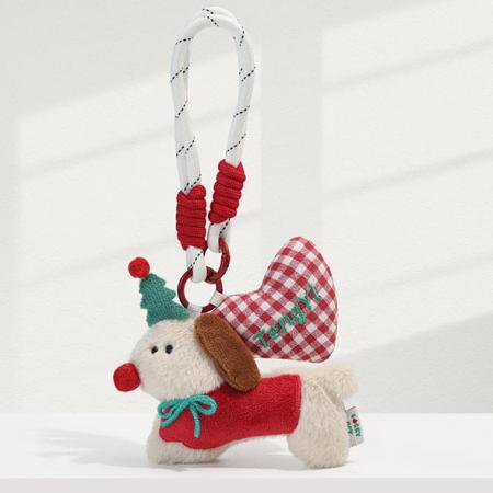Porte-clés pour sac femme en fibre de polyester, motif chiot, collection Noël (1 pièce)