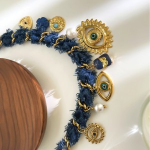 Collier Pendentif Luxueux En Tissu Œil Du Diable, 1 Pièce h5 Image5