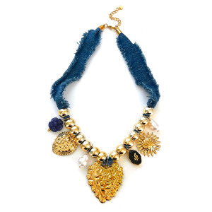 Collier Pendentif Rétro En Forme De Cœur Et De Soleil Couleur Or, 1 Pièce h5