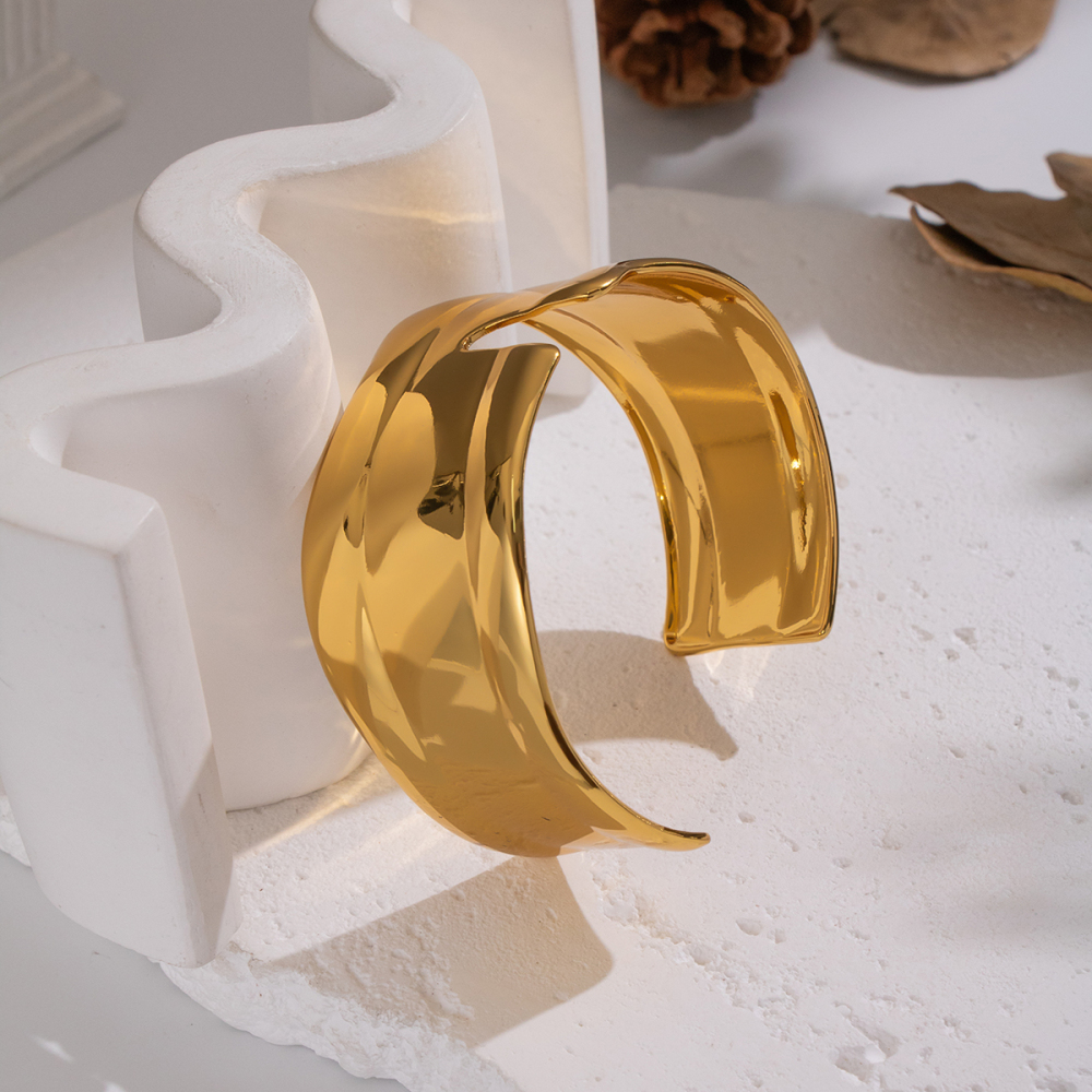 Bracelet Manchette Étanche En Acier Inoxydable Doré (1 Pièce) Image3