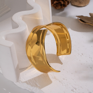 Bracelet Manchette Étanche En Acier Inoxydable Doré (1 Pièce) h5 Image3