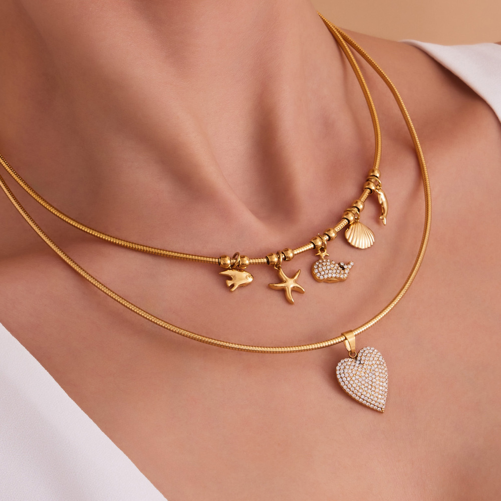 Collier Pendentif Femme En Acier Inoxydable Doré, Motif Fruit Mignon (1 Pièce) Image5