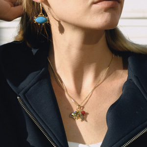 Collier Pendentif Femme En Acier Inoxydable Doré, Étanche, Orné D'Un Poisson Œil De Diable (1 Pièce) h5 Image4