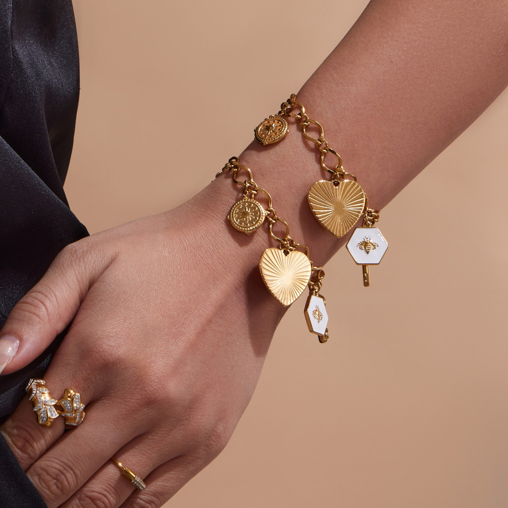 Ensembles De Bijoux Pour Femmes En Acier Inoxydable Doré, En Forme De Cœur, Étanches, De La Série Shining. Image4