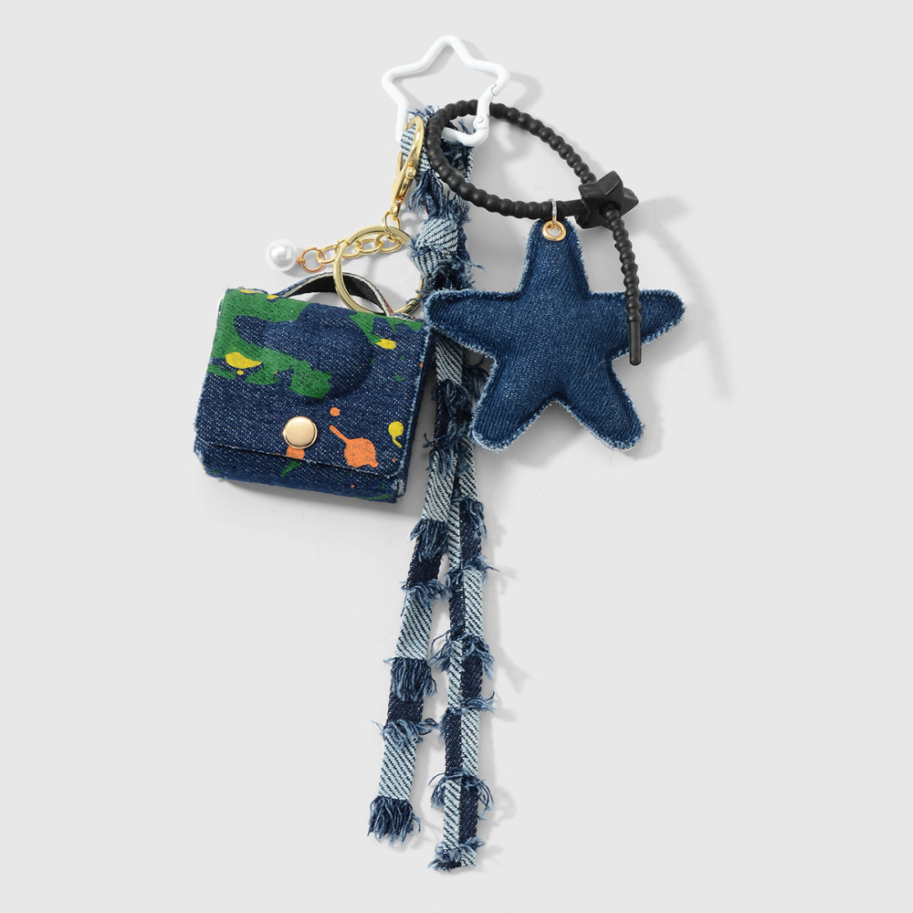1 Pièce De Breloque De Sac En Dentelle Étoile En Denim
