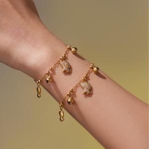Ensembles De Bijoux Pour Femmes En Acier Inoxydable, Imperméables, Couleur Or, Ornés De Zircon Et Représentant De Délicats Chiots Mignons h5 Image2
