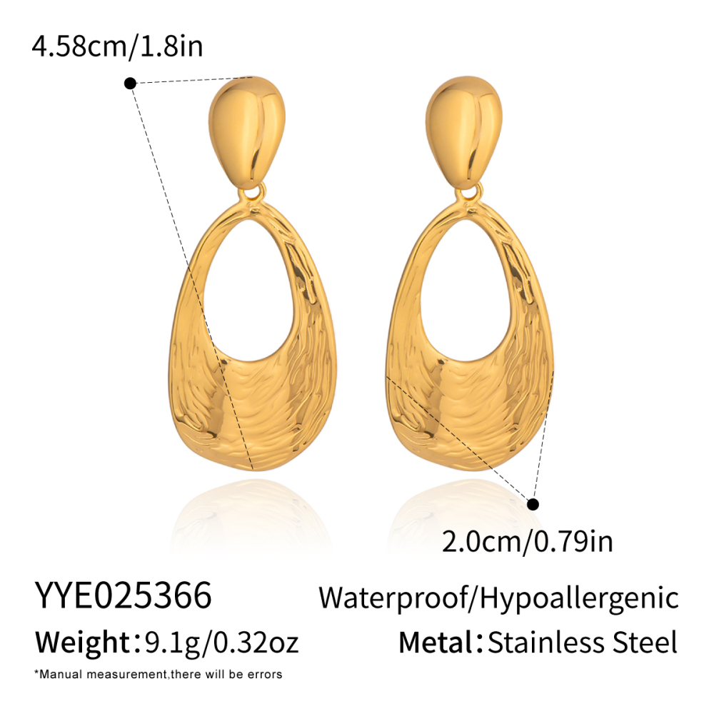 Boucles D'Oreilles Pendantes Rondes En Acier Inoxydable Étanche, Couleur Or (1 Paire) 