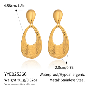 Boucles D'Oreilles Pendantes Rondes En Acier Inoxydable Étanche, Couleur Or (1 Paire) h5 