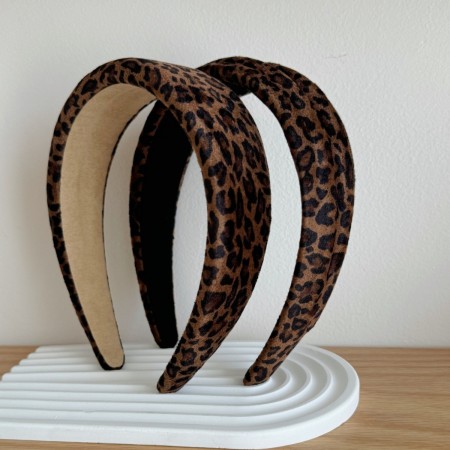 1 élastique à cheveux rétro en tissu imprimé léopard pour femme