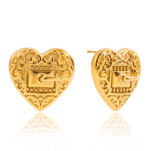 Ensembles De Bijoux Pour Femmes Designable Heart En Acier Inoxydable Étanche Couleur Or h5