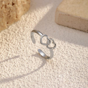 Bague Minimaliste En Acier Inoxydable Étanche En Forme De Cœur (1 Pièce) h5 Image3