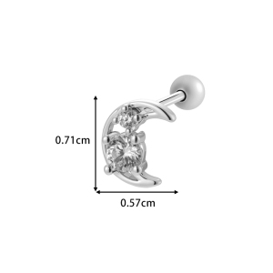 Boucle D'Oreille Piercing Lune Cuivre Or Zircon 1 Pièce h5 Image2