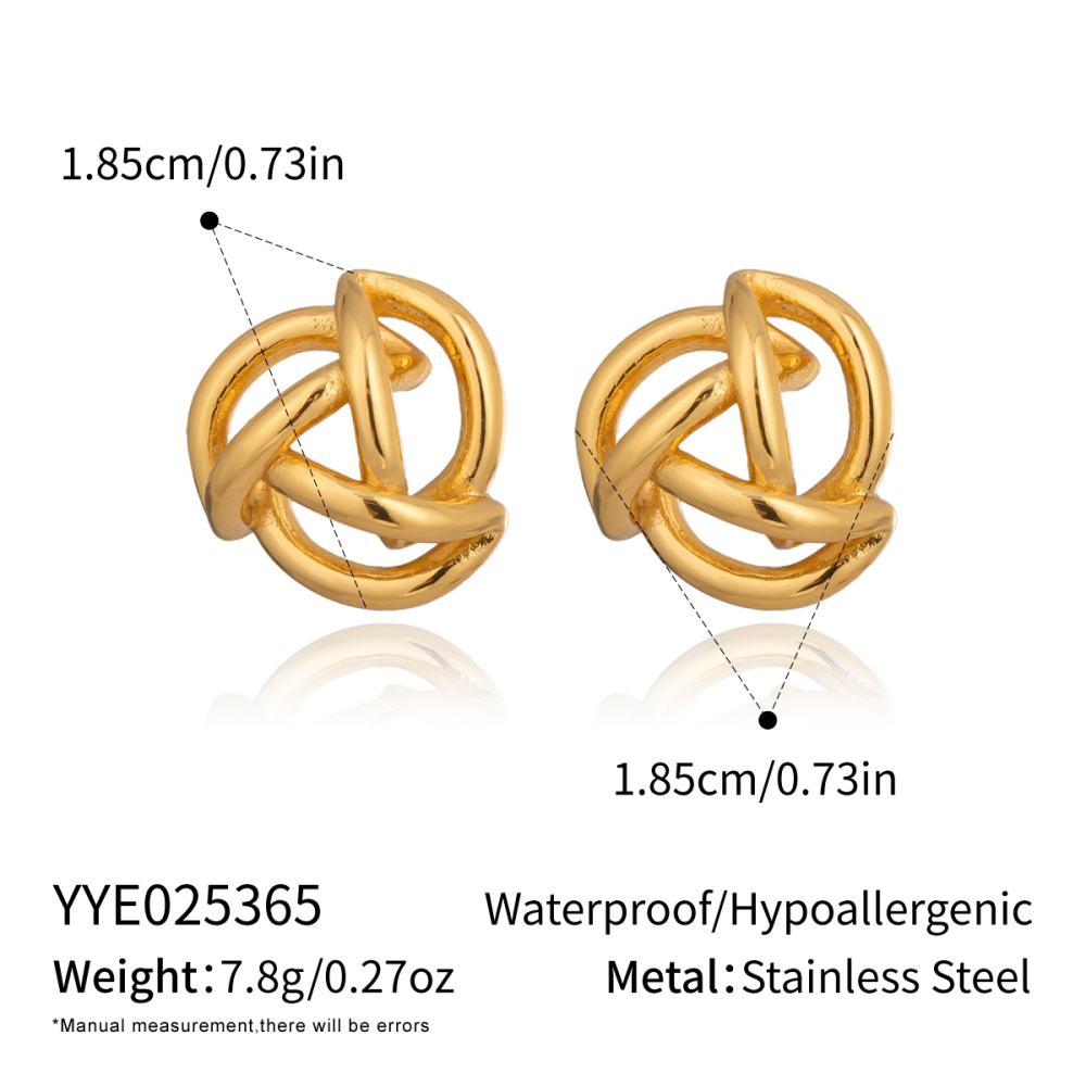 1 Paire De Boucles D'Oreilles À Clous Torsadées En Acier Inoxydable Étanche Couleur Or 