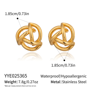 1 Paire De Boucles D'Oreilles À Clous Torsadées En Acier Inoxydable Étanche Couleur Or h5 