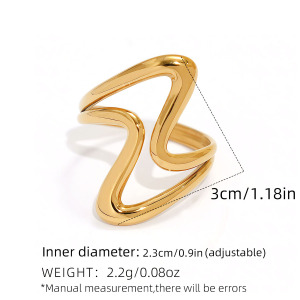 Bague Femme Simple Et Élégante, En Acier Inoxydable Doré, De Forme Irrégulière, Imperméable, À Porter Au Quotidien. h5 