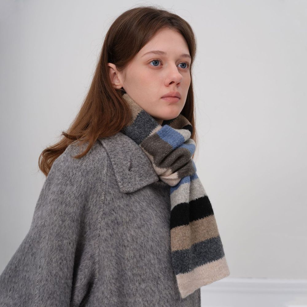 1 Écharpe D'Hiver En Polyester À Rayures Vogue Pour Femme Image4