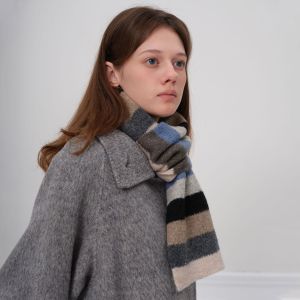 1 Écharpe D'Hiver En Polyester À Rayures Vogue Pour Femme h5 Image4