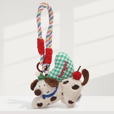 Porte-clés pour sac femme en fibre de polyester, motif chiot, collection Noël (1 pièce) 2