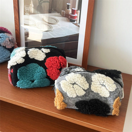 Trousse de maquillage classique rétro à fleurs de couleurs mélangées pour femme, 1 pièce