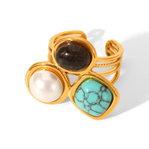 Bague Luxueuse En Acier Inoxydable De Forme Irrégulière, Couleur Or, Avec Pierres Précieuses, Pour Femme h5 