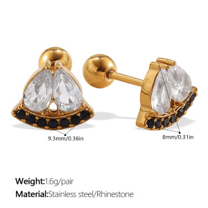 1 Paire De Boucles D'Oreilles Piercing En Acier Inoxydable Doré, Étanches, Avec Nœud Papillon Et Strass. h5