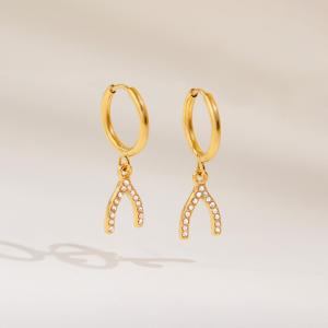 1 Paire De Boucles D'Oreilles Pendantes Élégantes Pour Femme, En Acier Inoxydable Doré, Imperméables, De Forme Irrégulière Et Serties De Zircon. h5 Image4