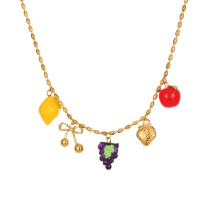 Ensembles De Bijoux Pour Femmes En Acier Inoxydable Étanches, Motif Floral Romantique, Soleil Et Fraise. h5 Image4