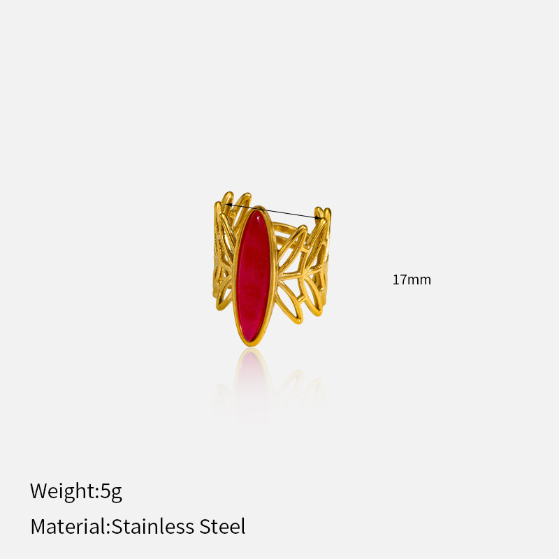 Bague Imposante En Acier Inoxydable Doré, De Forme Irrégulière (1 Pièce), Étanche