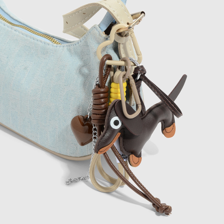 1 breloque de sac en cuir en forme de chien mignon 2