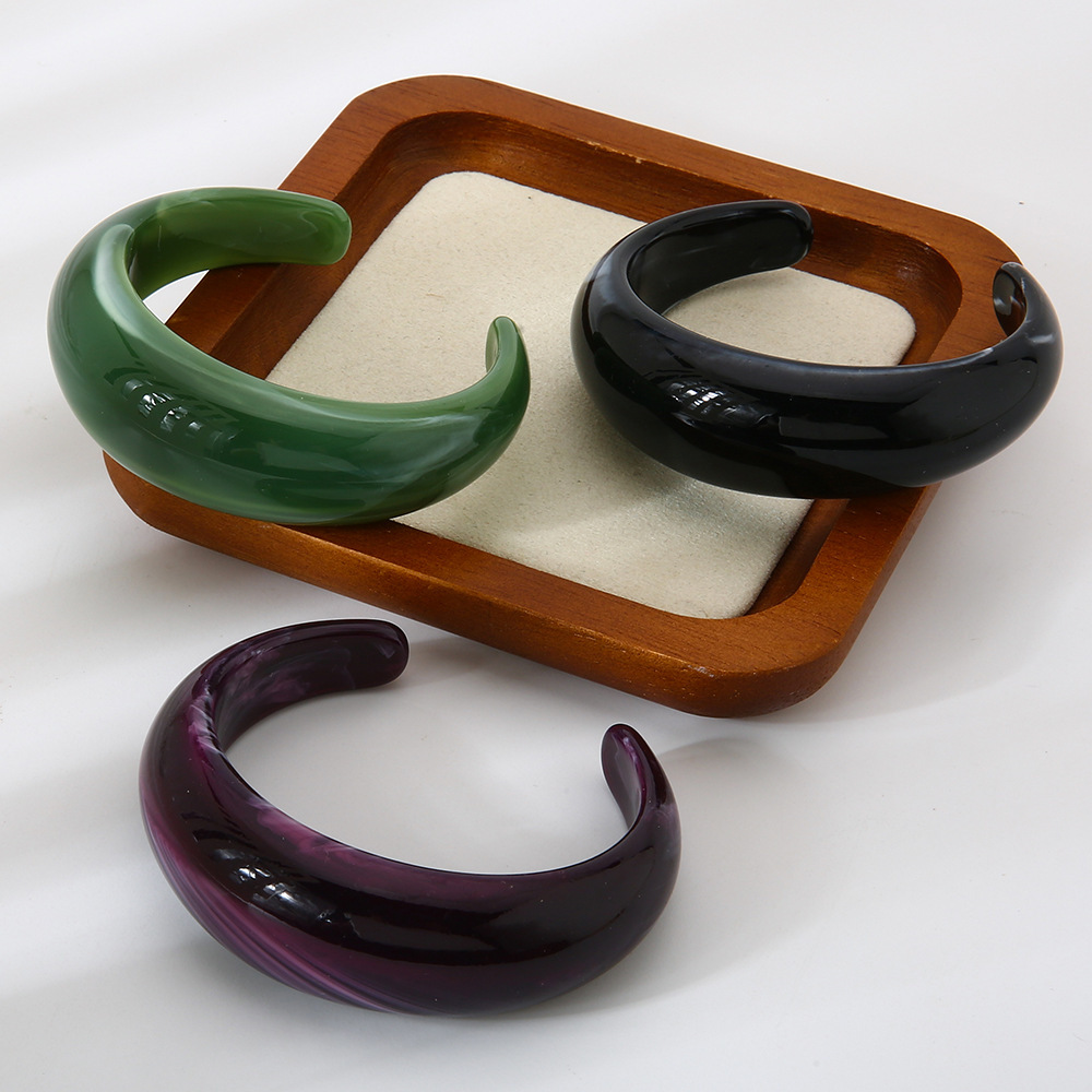 Bracelet Manchette Rétro Dégradé De Couleur En Résine Pour Femme, Série Simple, 1 Pièce Image4