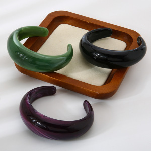 Bracelet Manchette Rétro Dégradé De Couleur En Résine Pour Femme, Série Simple, 1 Pièce h5 Image4