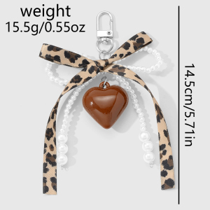 1 Pièce De Breloque De Sac En Acrylique Avec Nœud Papillon Et Imprimé Léopard En Forme De Cœur h5 Image2