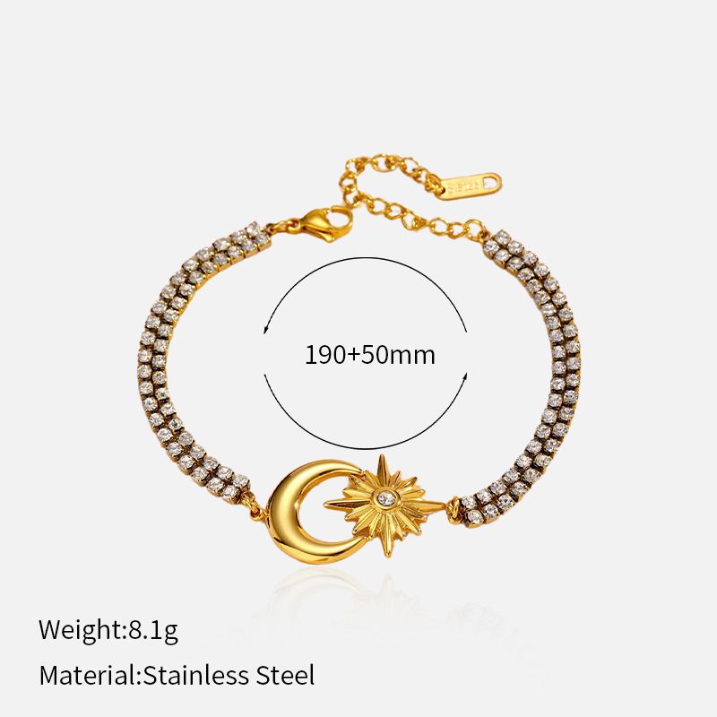 Bracelet À Breloques En Acier Inoxydable Doré, Couleur Lune (1 Pièce)