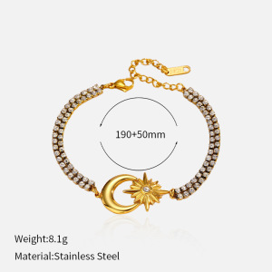 Bracelet À Breloques En Acier Inoxydable Doré, Couleur Lune (1 Pièce) h5
