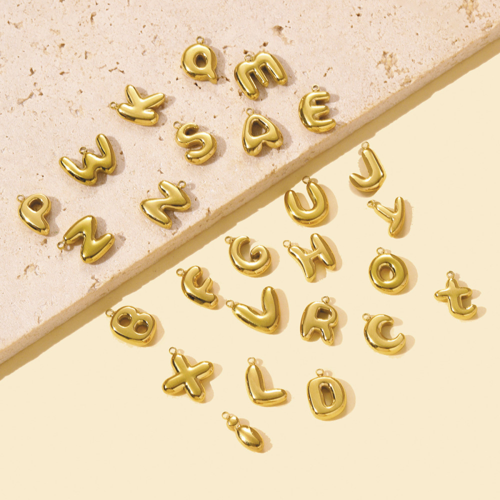 Pendentif Classique Pour Femme, En Acier Inoxydable, Couleur Or, Avec Lettre (1 Pièce) h5Image5