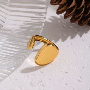 Bague Minimaliste En Acier Inoxydable Doré, De Forme Irrégulière Et Étanche (1 Pièce). h5 Image5