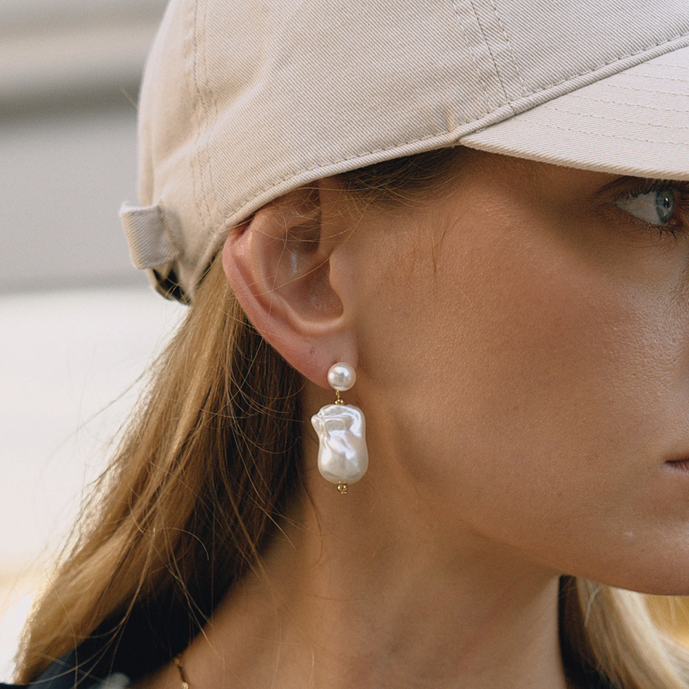 1 Paire De Boucles D'Oreilles Pendantes Élégantes Pour Femme, En Acier Inoxydable Imperméable, De Forme Irrégulière Et De Couleur Dorée. h5Image3