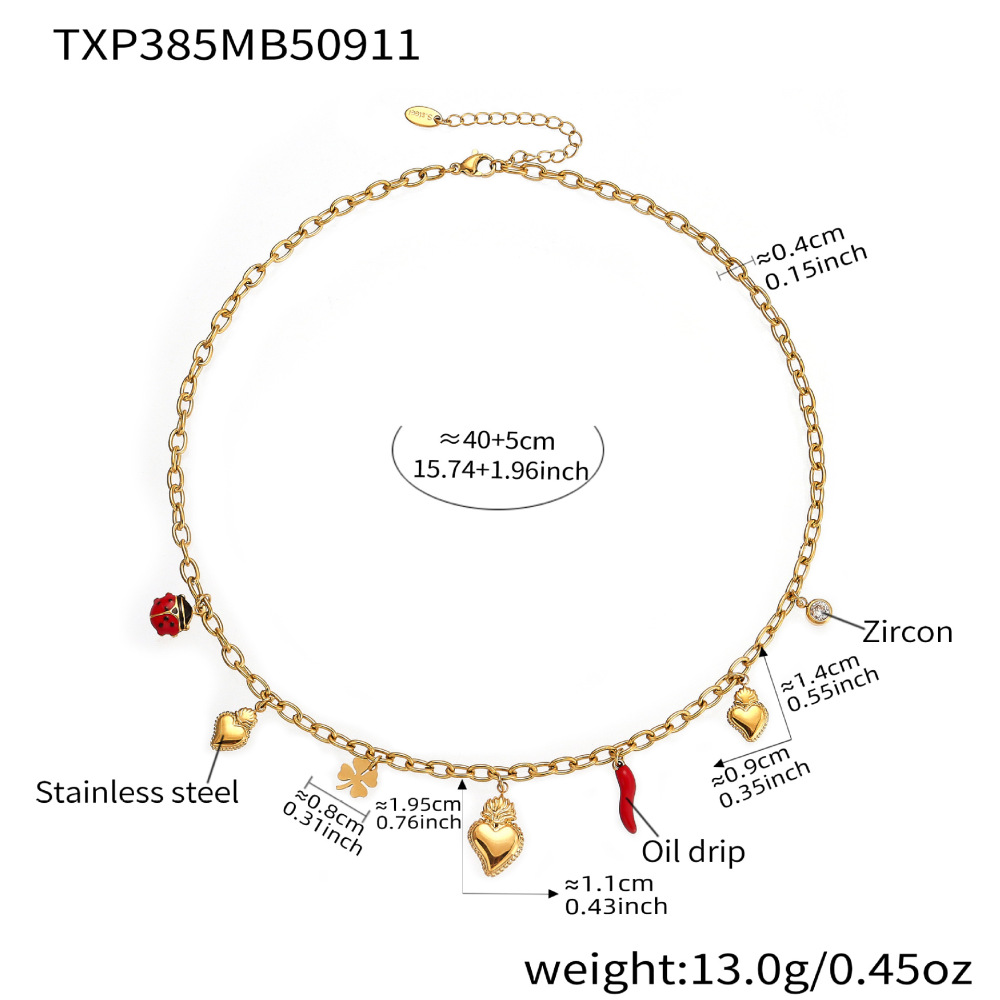 Ensembles De Bijoux Pour Femmes Heart&Chili En Acier Inoxydable Étanche Couleur Or 