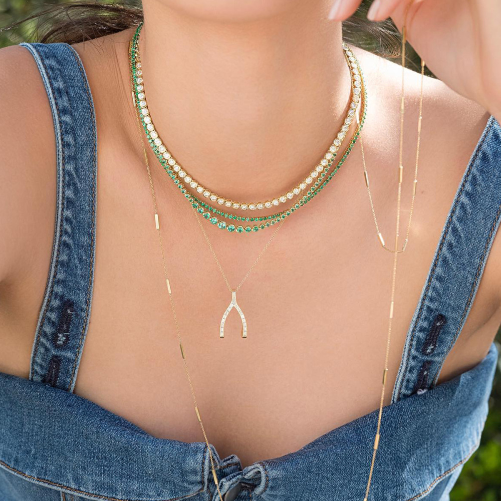 Collier Pendentif Femme En Acier Inoxydable Doré, Forme Irrégulière Classique, Étanche, Avec Zircon. Image4