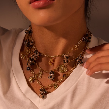 Collier pendentif femme en acier inoxydable imperméable, motif léopard et cœur de forme irrégulière (1 pièce) 2