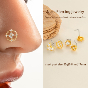 1 Pièce De Piercing De Nez En Zircon Couleur Cuivre Doré h5 Image4